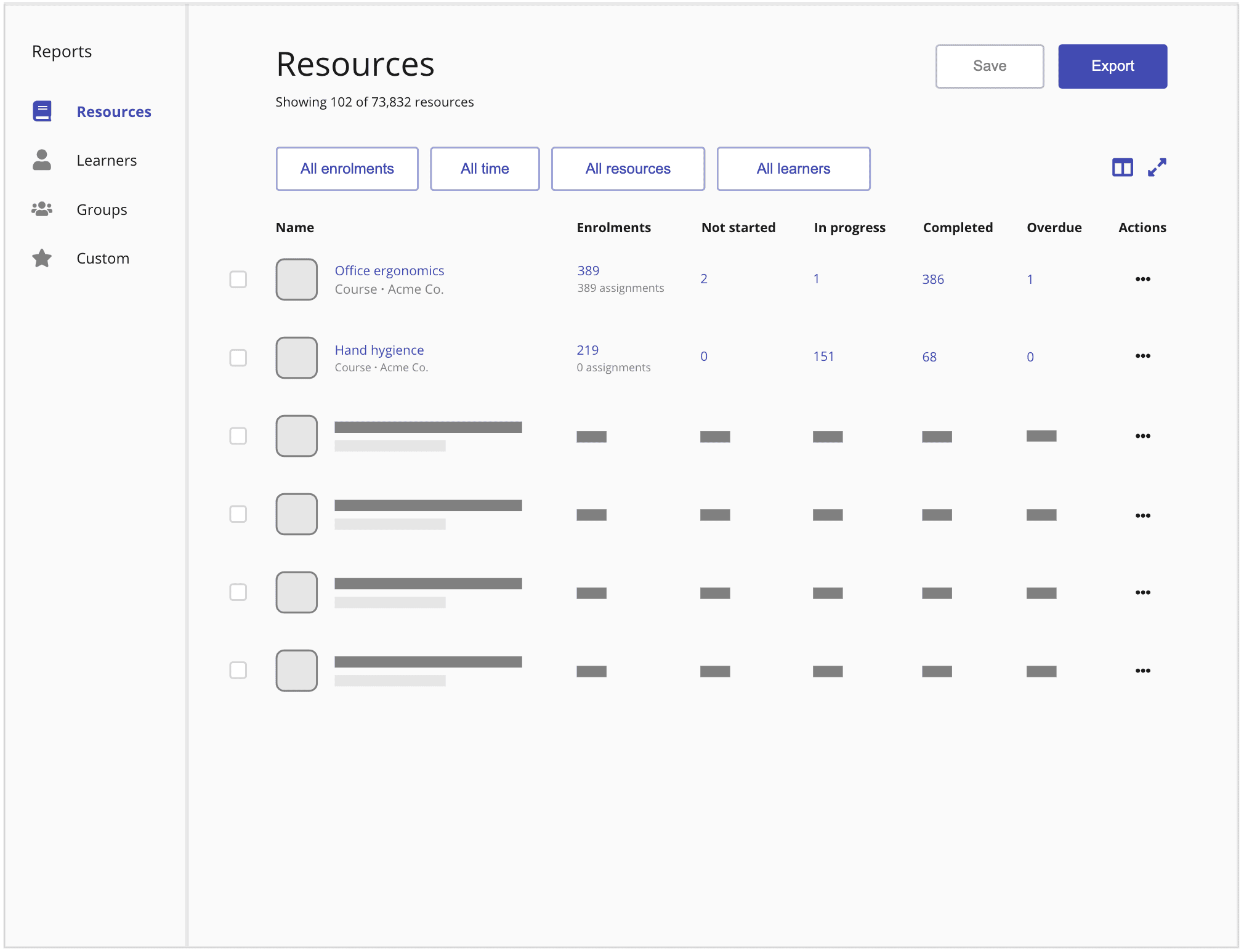 Wireframe — resources view