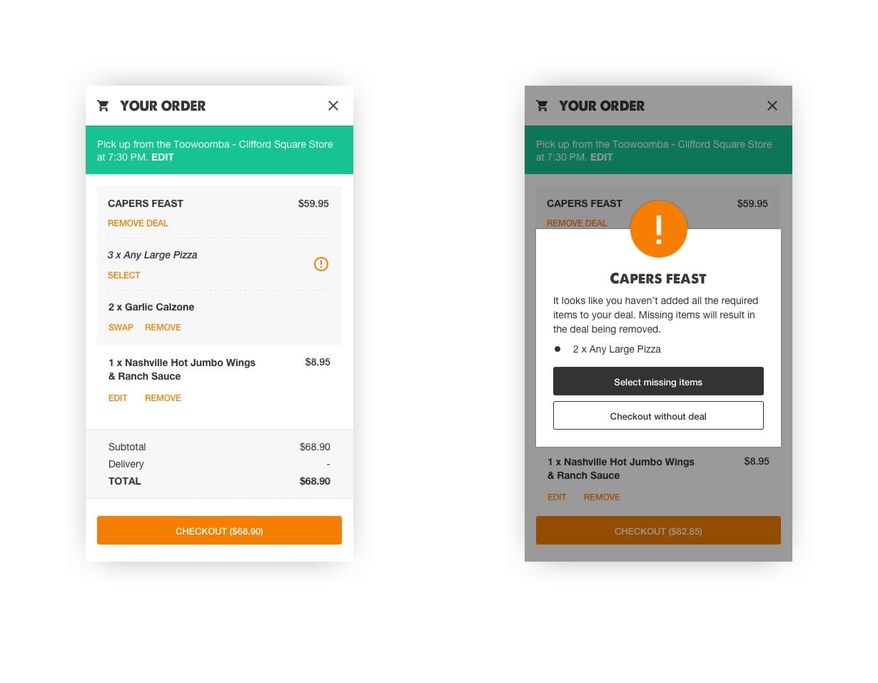 Deal bundle cart redesign — after